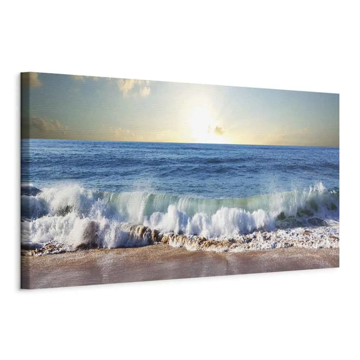 Arte Murale 50x100cm Barca A Vela Alba Tramonto - Dipinto Strutturato Onde Mare Blu 50x100 Cm | Decorazione Murale Per Soggiorno Quadro Su Tela - 9