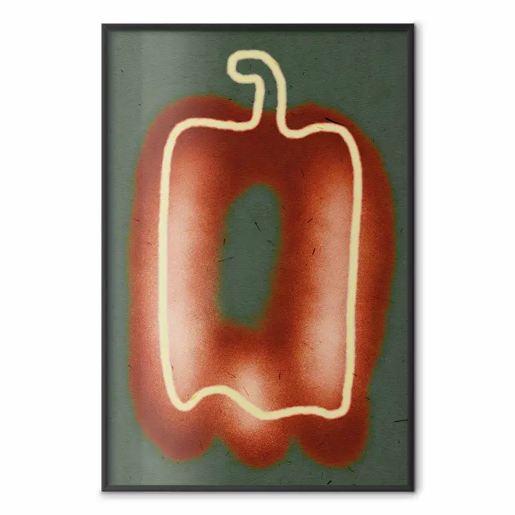 Paprika - grafica di contorno con sfumature marroni su sfondo verde