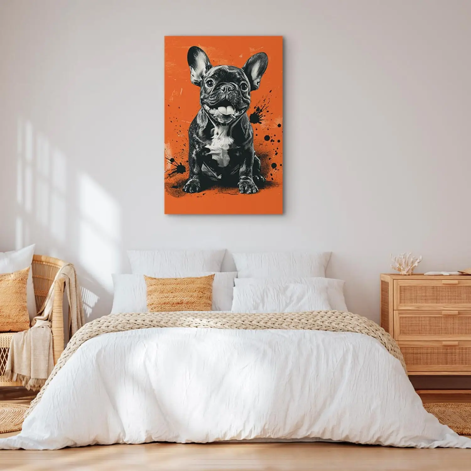 Stampa artistica di bulldog francese, nero, divertente