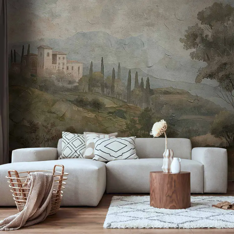 Villa toscana - paesaggio pittoresco con cipressi e vecchio edificio