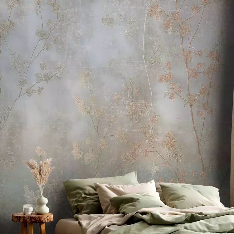 Blurry branches - artistic motif of delicate golden trees