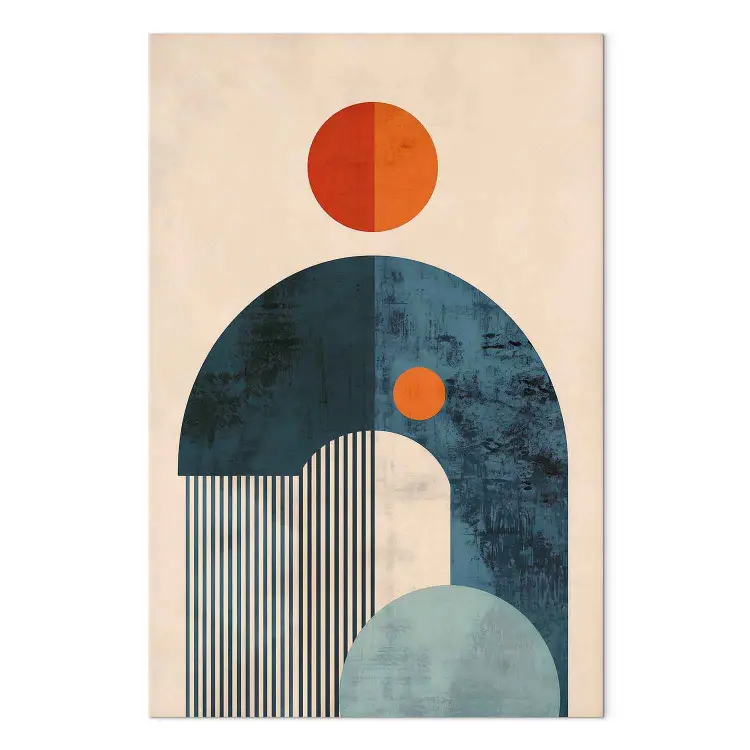 Ispirato Bauhaus - composizione geometrica con semi-cerchi e linee verticali