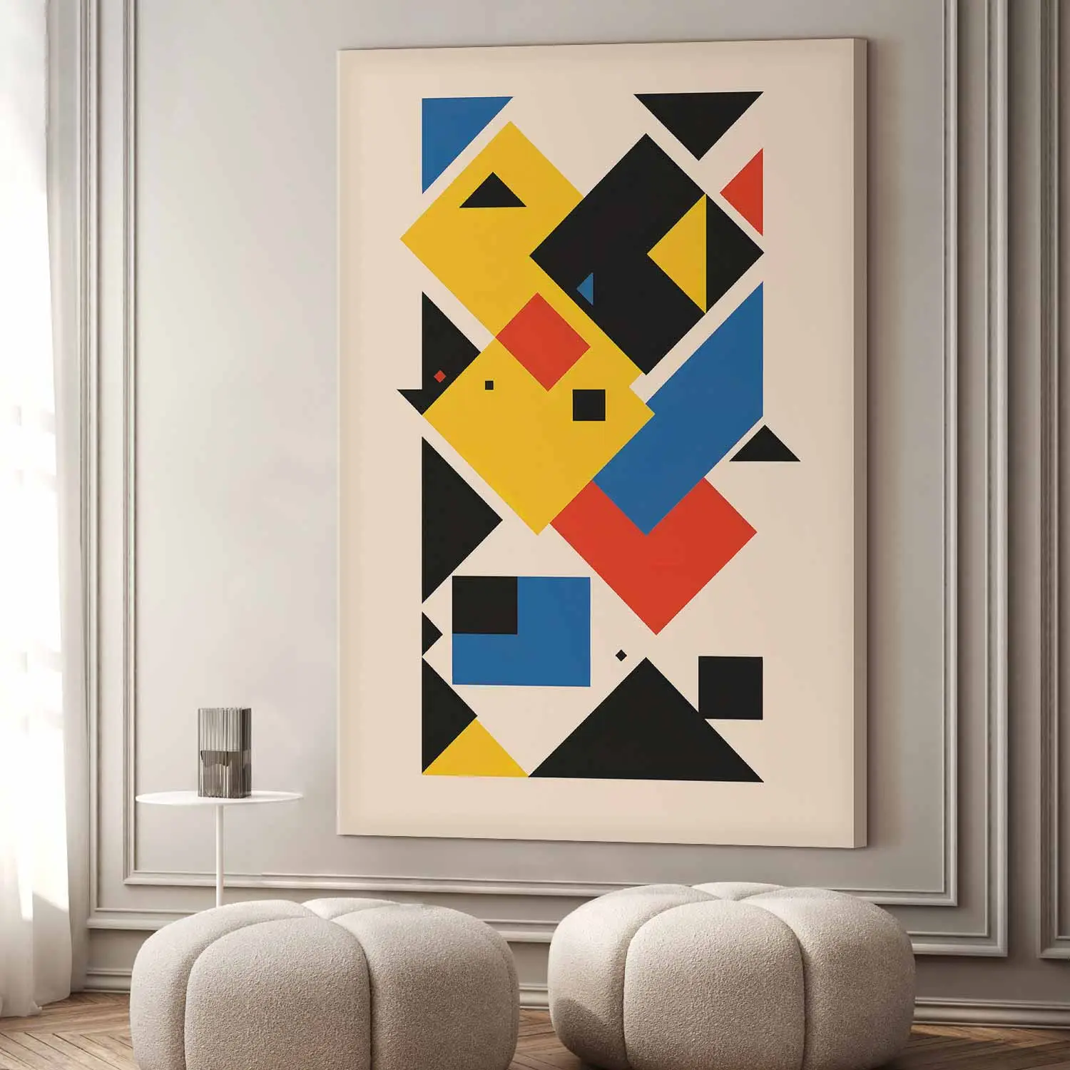 Custodia AirTag In Silicone Con Portachiavi – Design Bauhaus Astratto Mondrian Blu, 2 Pezzi