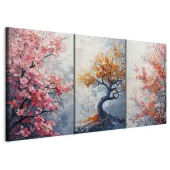 Quadro Su Tela Islandburner | Gyeongbokgung Seoul Con Ciliegi In Fiore | 100x57 Cm | Stampa D'Arte Murale | Made In Germany