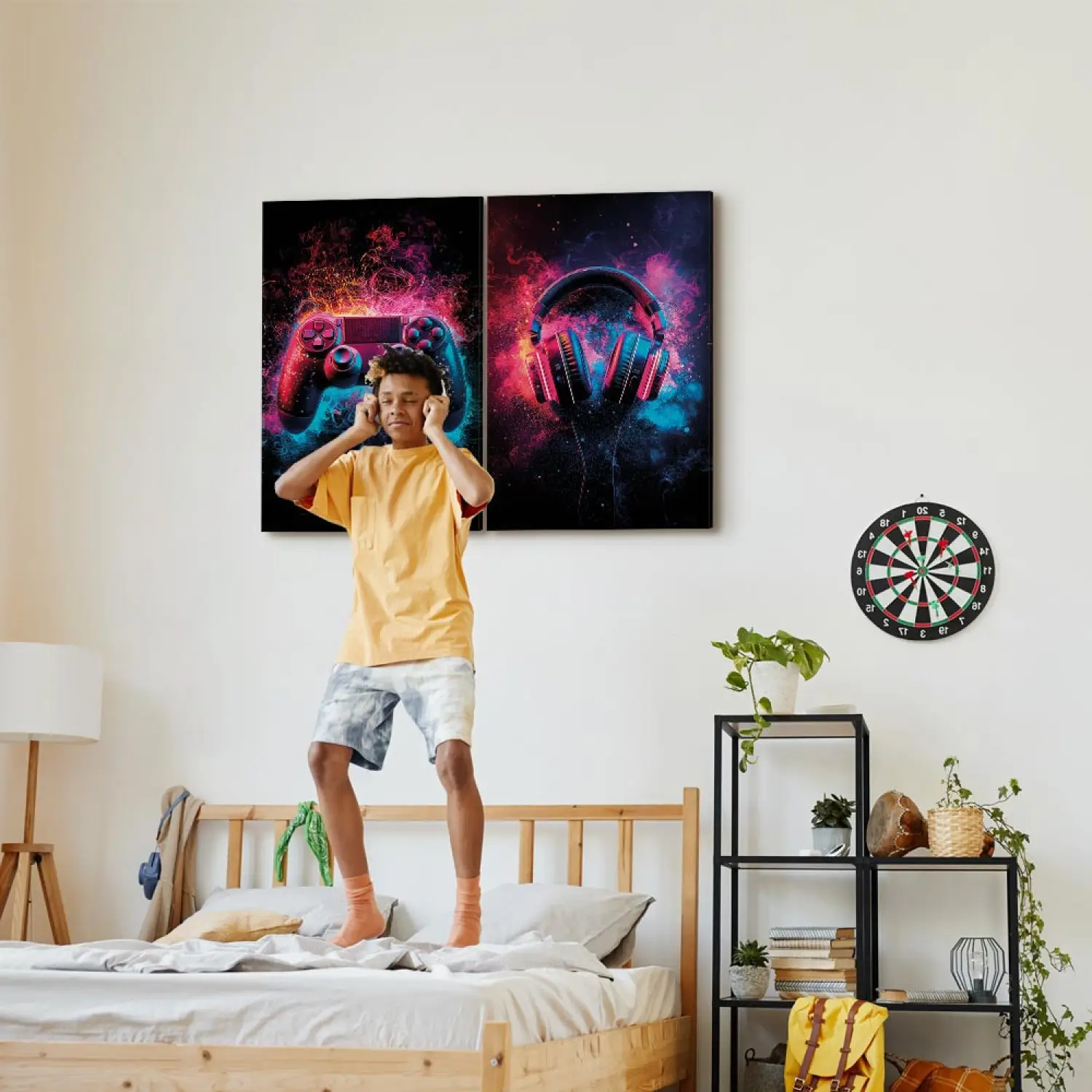 Kepuarm Set di 3 poster da calcio parete con acquerello, per cameretta dei bambini, per camera da letto, adolescenti, soggiorno, tela (12x16inch,Calcio