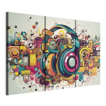 Poster Su Tela Con Cuffie Graffiti Colorati, Decorazione Da Parete Per Camera Da Letto E Soggiorno