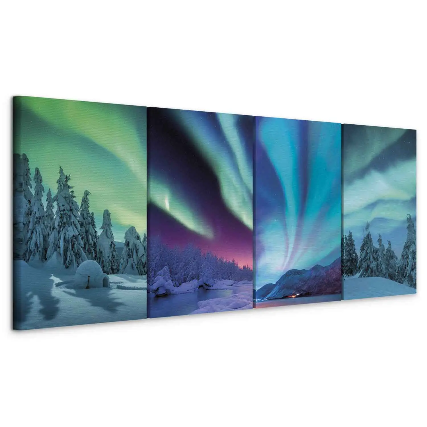 islandburner Quadro su tela Riflesso dell'aurora boreale con i fiordi Quadri Stampe x soggiorno