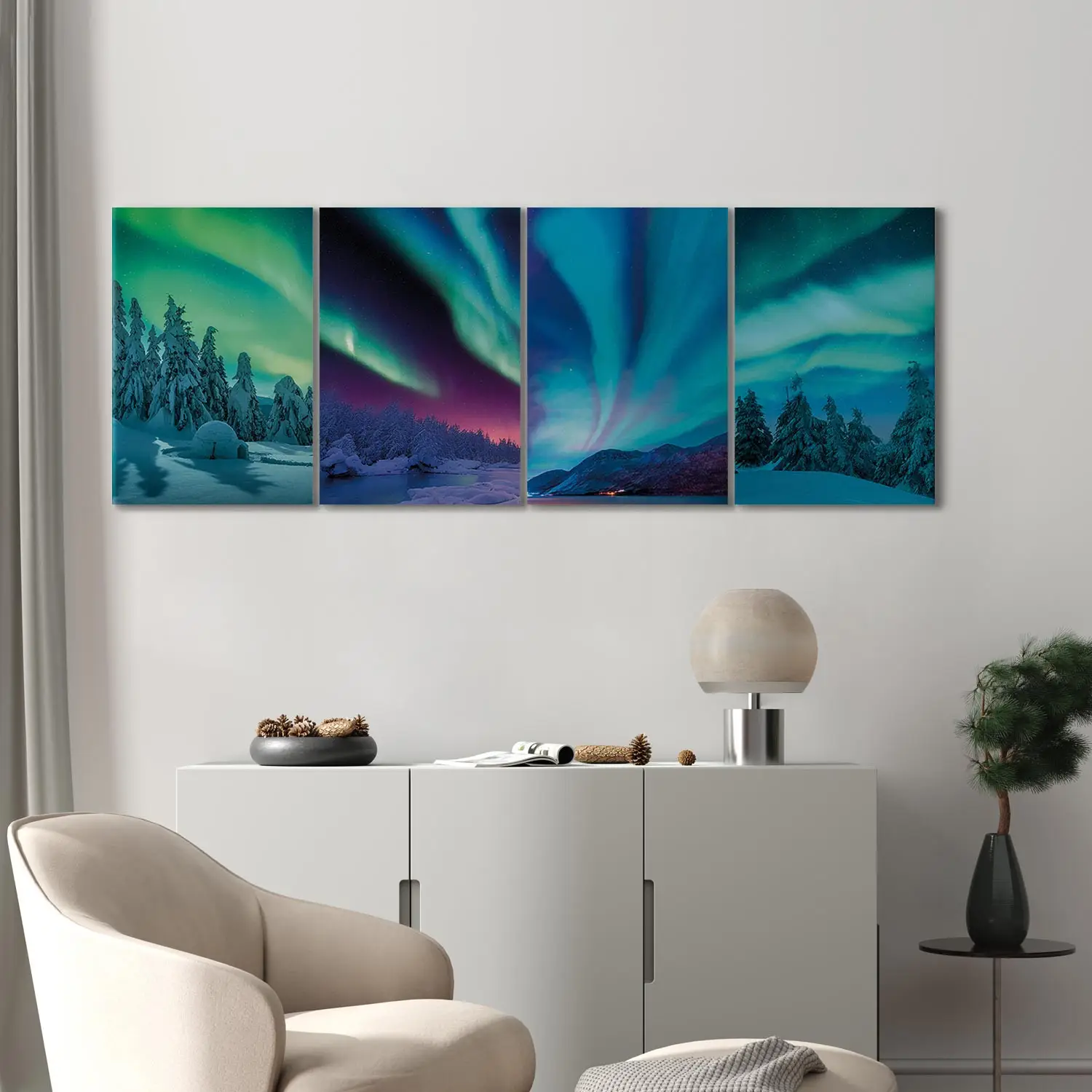islandburner Quadro su tela laurora boreale sopra la tundra