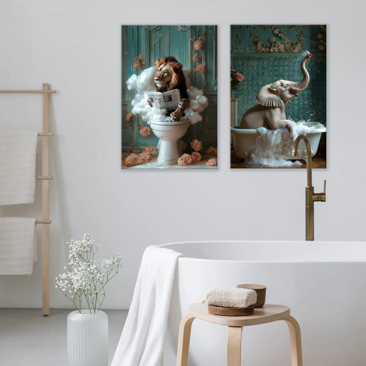 Designed By Lorna Stampa artistica da parete con motivo zebra nel bagno