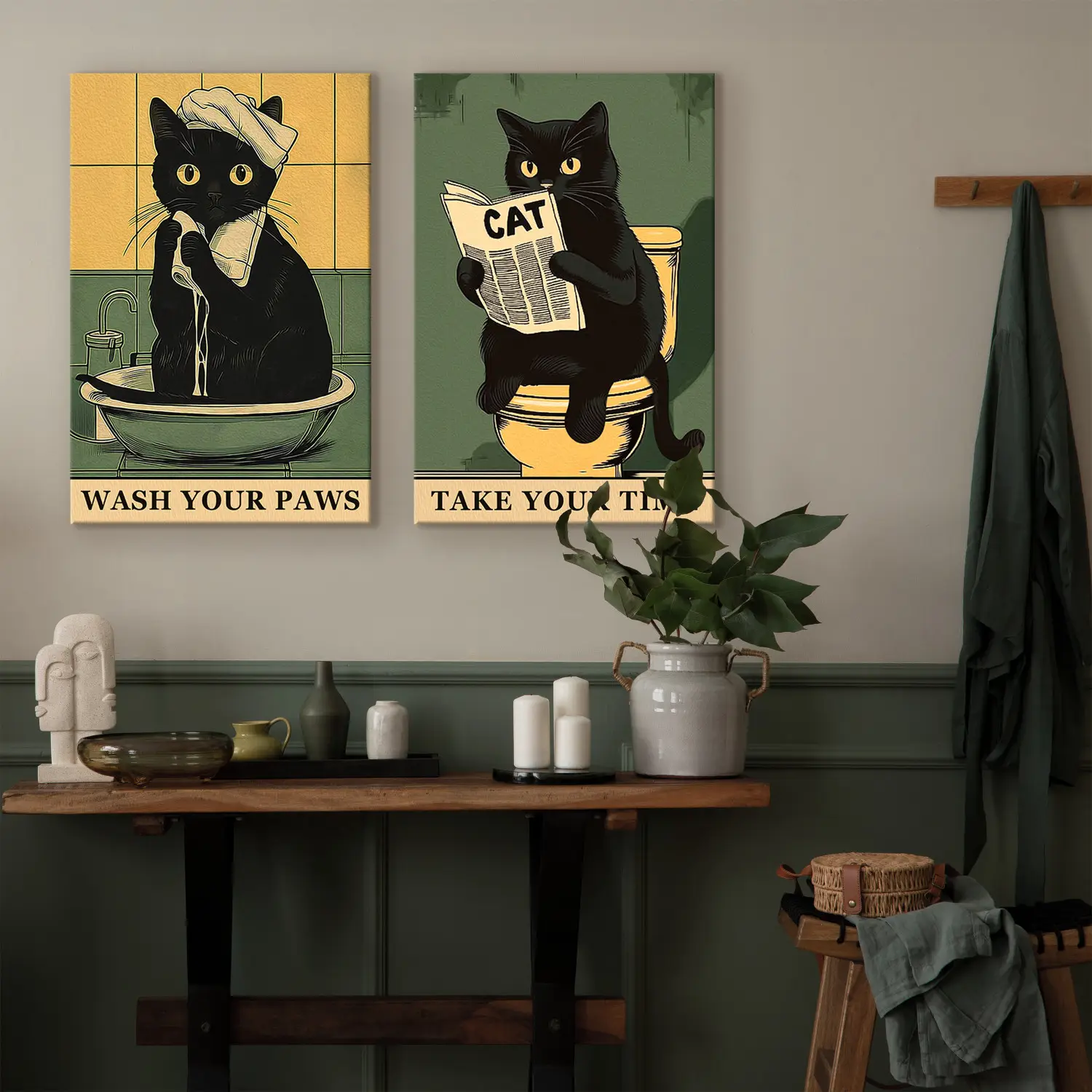 Tableau Brodé Main – Chat Sur Toile Avec Cadre – Fait Main, Occasion