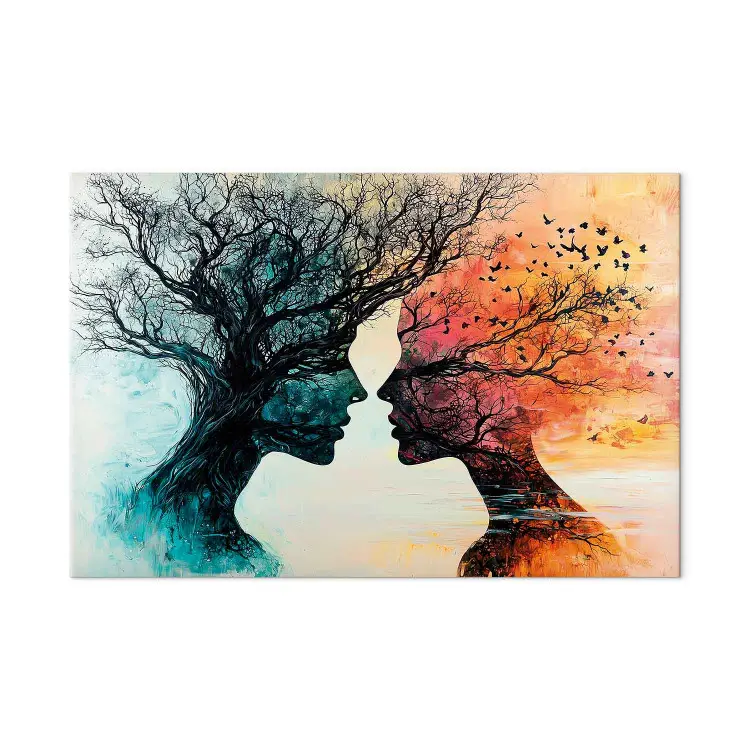 Anime degli alberi - profili umani intrecciati nella chioma degli alberi