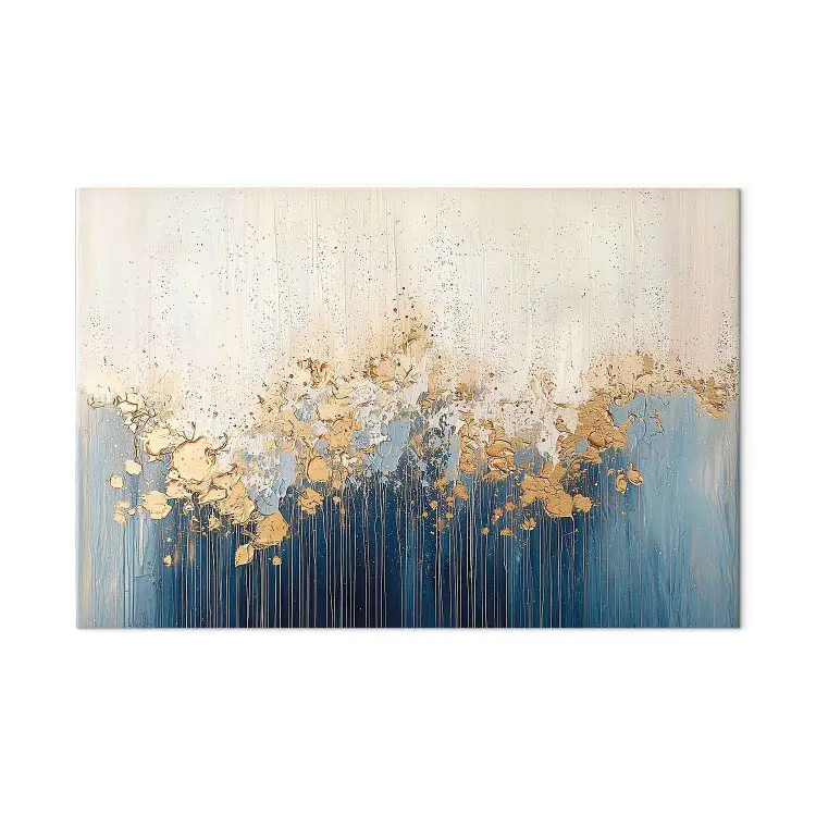 Onde e luce - astrazione bianco-blu con elementi dorati