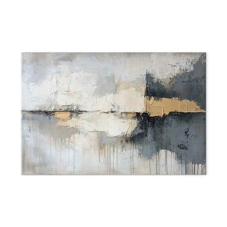 Pittura grigia - astrazione con accenti dorati su sfondo testurizzato