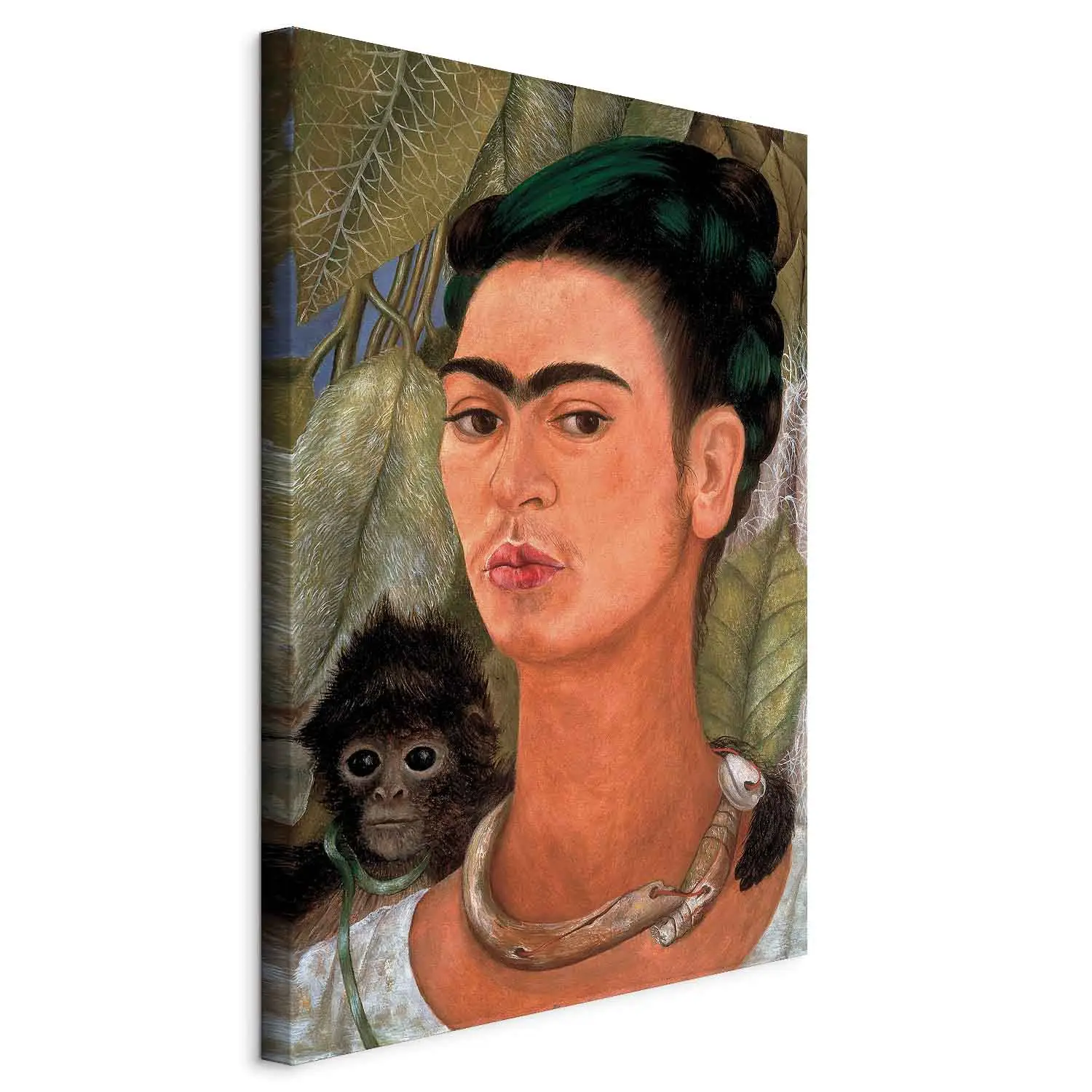 KTGEDH Frida Kahlo Stampa Arte, Decorazione da Parete su Tela, Scimmia Divertente E Pittura A Olio Dell'autoritratto di Frida Kahlo della Donna del Fiore, Poster di Pittura Senza Cornice,40×60cm