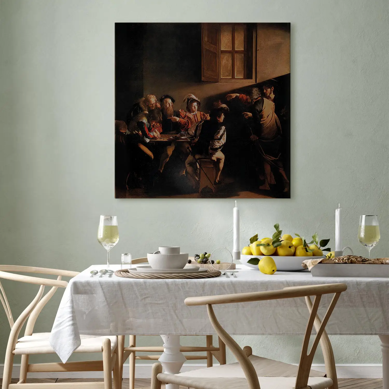 Quadro Moderno Su Tela 'Caravaggio San Matteo' 120x70 Cm - Stampe Da Parete Pronte Da Appendere