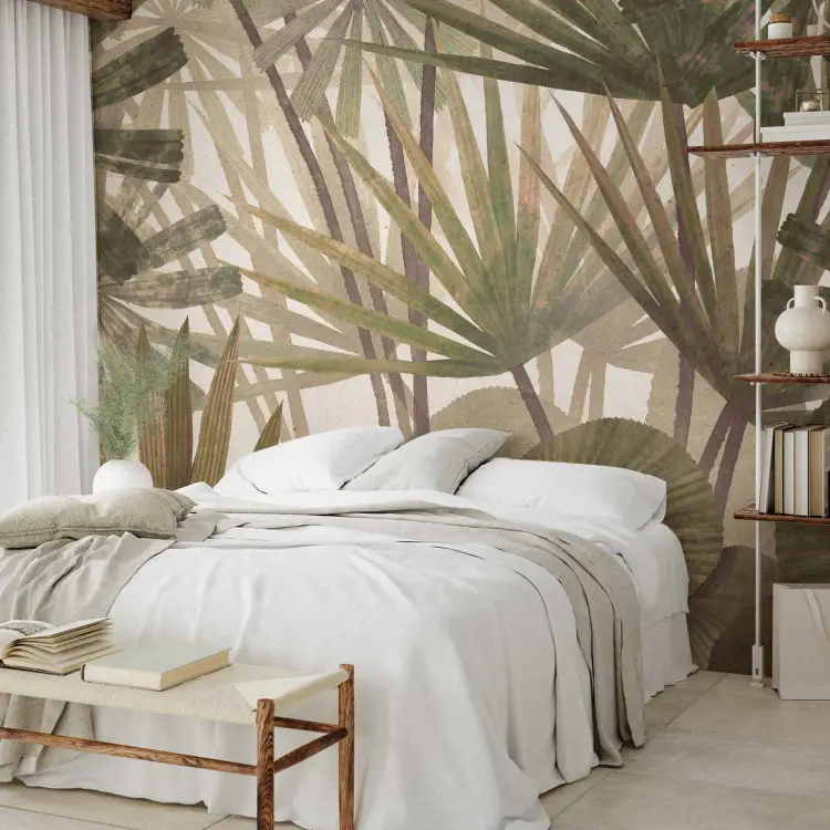 Ventagli tropicali - foglie di palma dense in marrone e verde