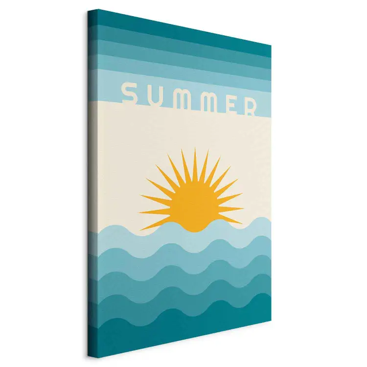 Costa Solare - grafica retrò con scritta Summer e paesaggio marino