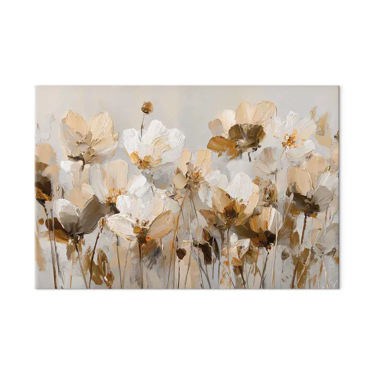 Beige Flowers – hand-painted petals in a modern impressionist style