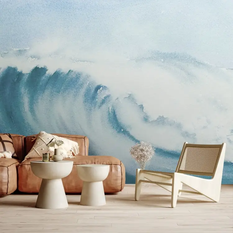 Un'onda potente - un oceano agitato nelle sfumature del blu