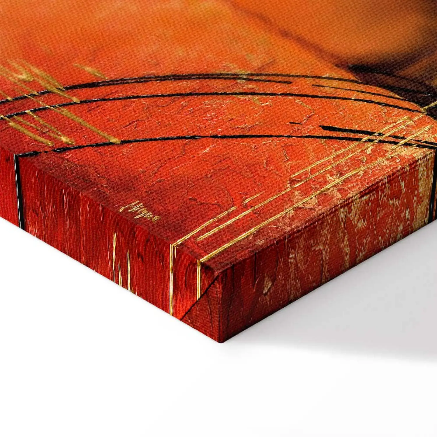JACBON Quadro Astratto Su Tela 70x140 Cm, Verde Scuro E Arancione, Con Cornice E Gancio, Ideale Per Soggiorno E Camera