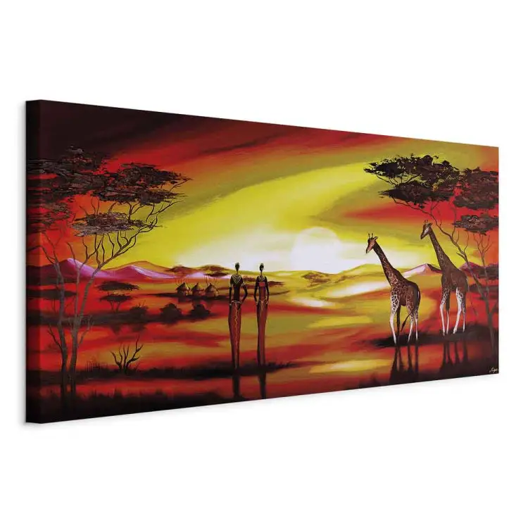 Quadro su tela 5 paneli Dipingere l'Africa Donne colorate - 150x100