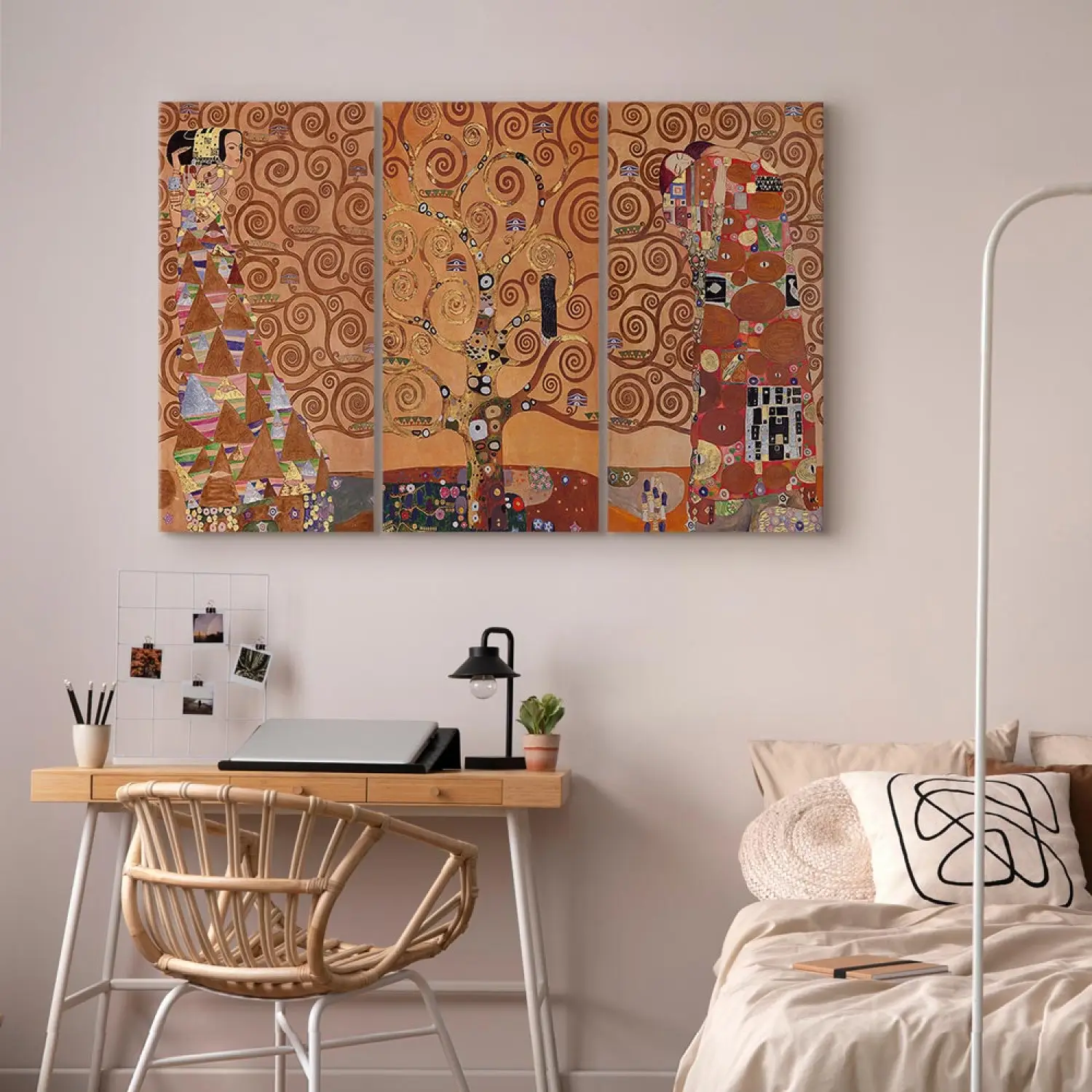 Runa Art – Quadro Murale In 5 Pezzi Su Tela Non Tessuta – Gustav Klimt, Albero Della Vita – Stile Astratto Rosa, Per Camera Da Letto O Corridoio