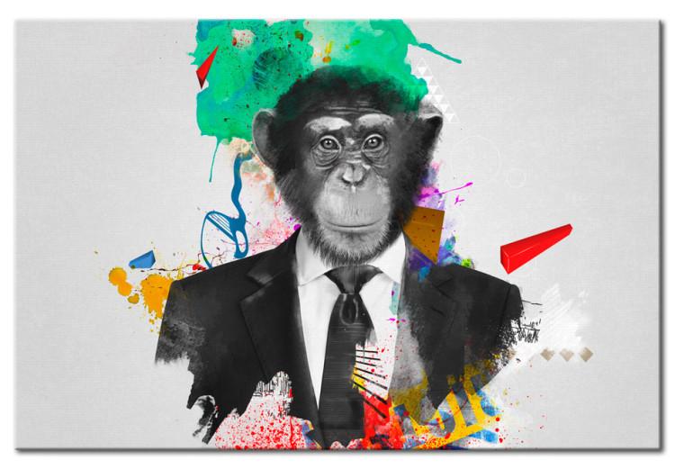 Quadro su tela, Banksy ride le scimmie - 30x30