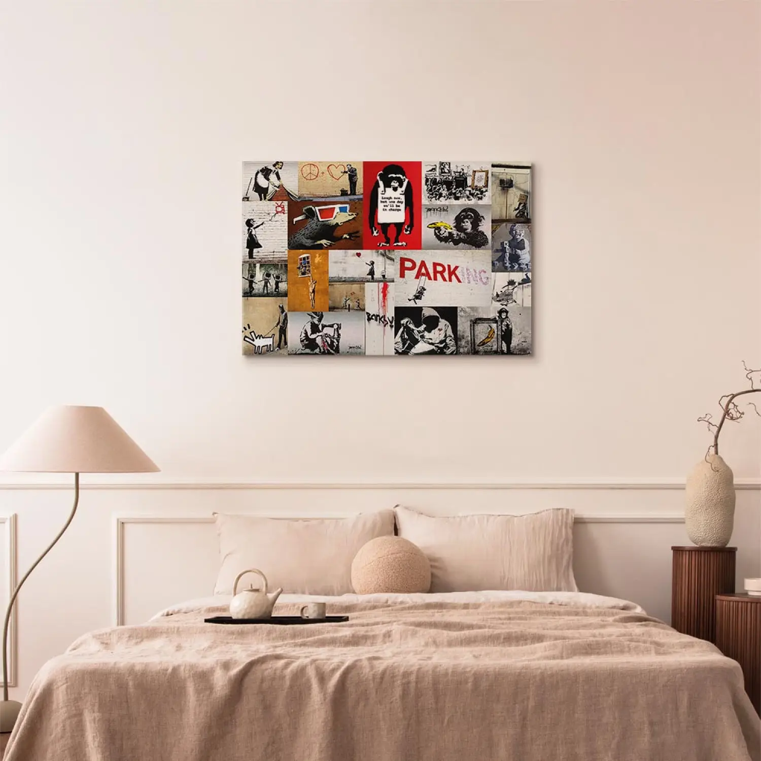 Quadri Banksy Collage - Set 7 Pezzi Su Tela Pronti Da Appendere | Stampa Moderna Senza Cornice - Foto 9
