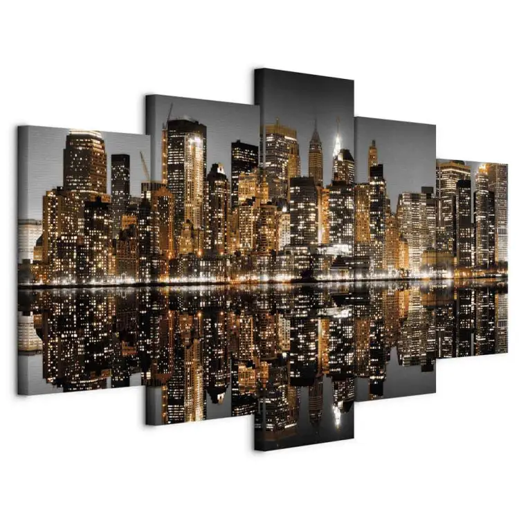 MOCHAMIK Set Quadri Pronti Da Appendere 5 Pannelli Canvas Quadri Fasi lunari Quadri Moderni Soggiorno Grandi Poster 5 Pannelli Per Arredare Casa Regalo