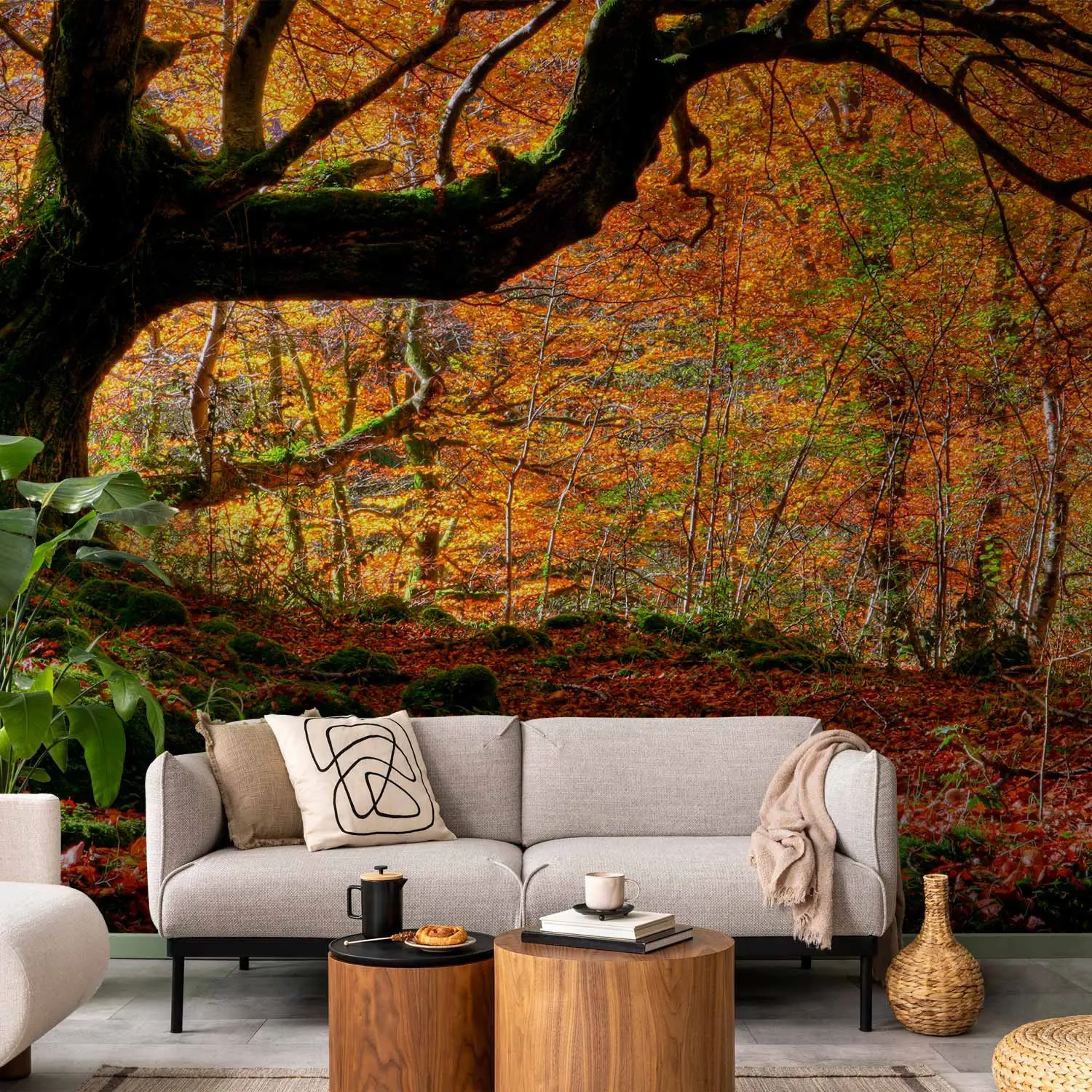 Quadro Su Tela SIGNWIN Con Cornice – 40x61 Cm – Bosco Di Pino Astratto Marrone – Stile Metà Secolo - 4