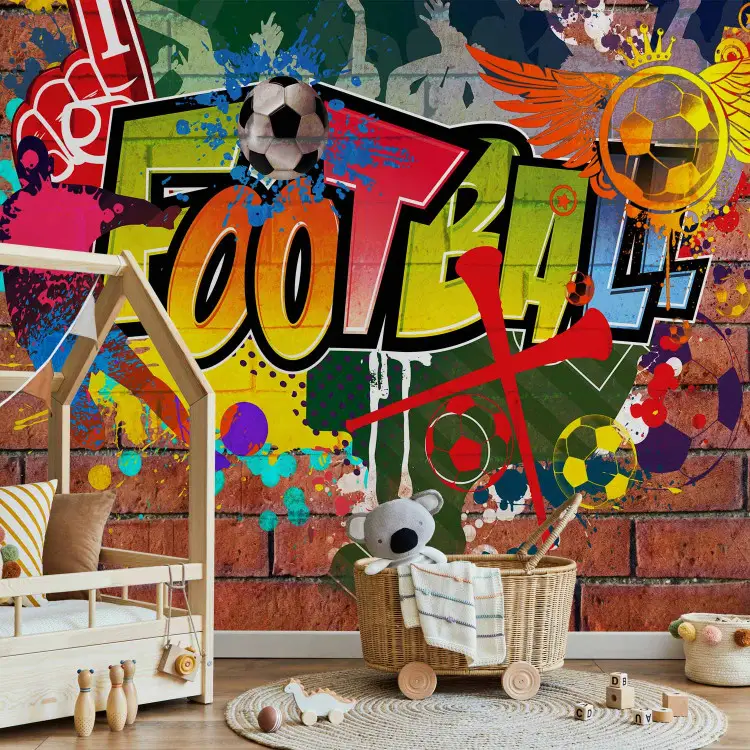 3 Quadri Su Tela Con Graffiti Sportivi – Tema Calcio E Scarpe, 40x60 Cm, Già Incorniciati, Per Camera Ragazzi
