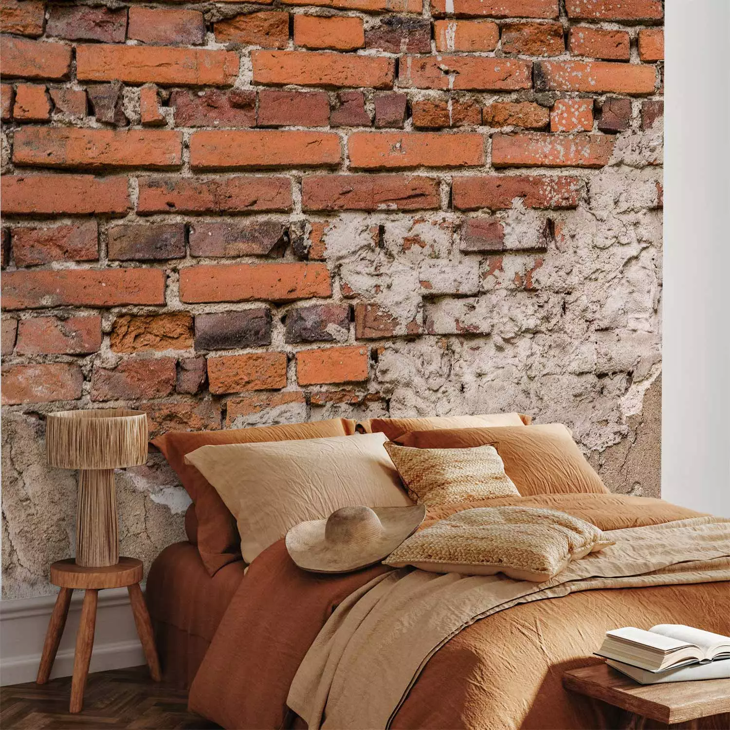 Carta Da Parati Autoadesiva Effetto Mattone Rosso - 44x600 Cm, PVC, Per Pareti E Mobili