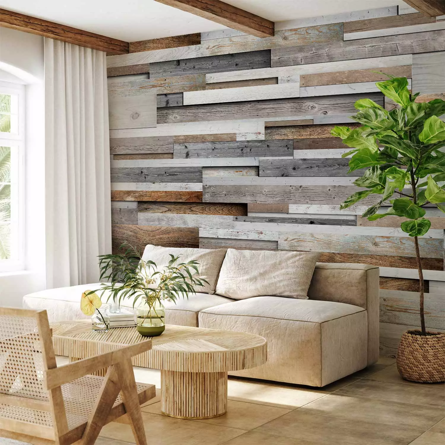 Carta da parati design Orizzontale Legno bimago