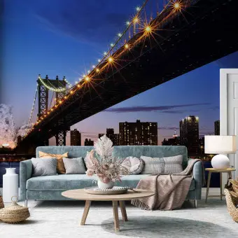 Kina Adesivo Murale 3D Ponte Di Brooklyn – 100x60 Cm, Carta Da Parati Adesiva Lavabile, Made In Italy