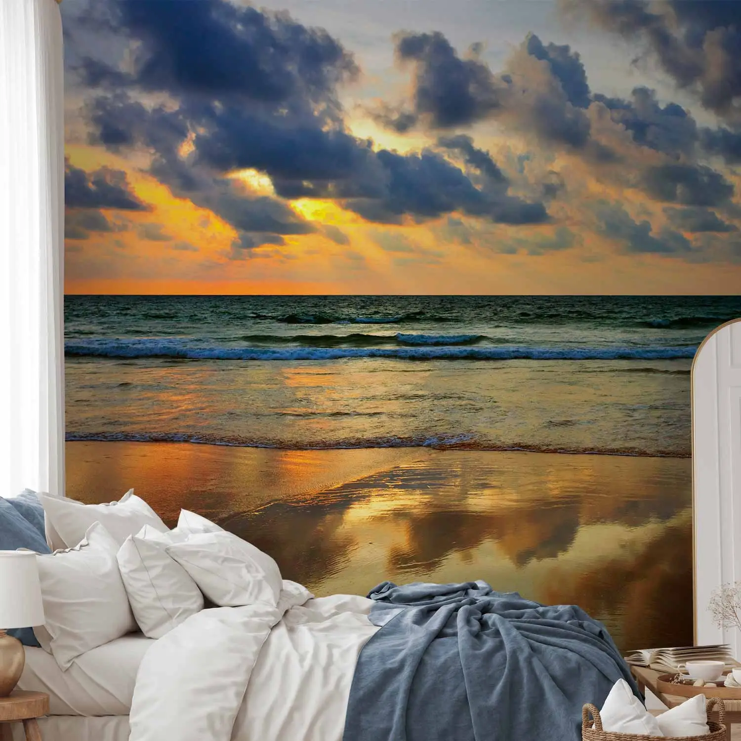 Carta da parato Paesaggio marino tramonto sul mare con cielo