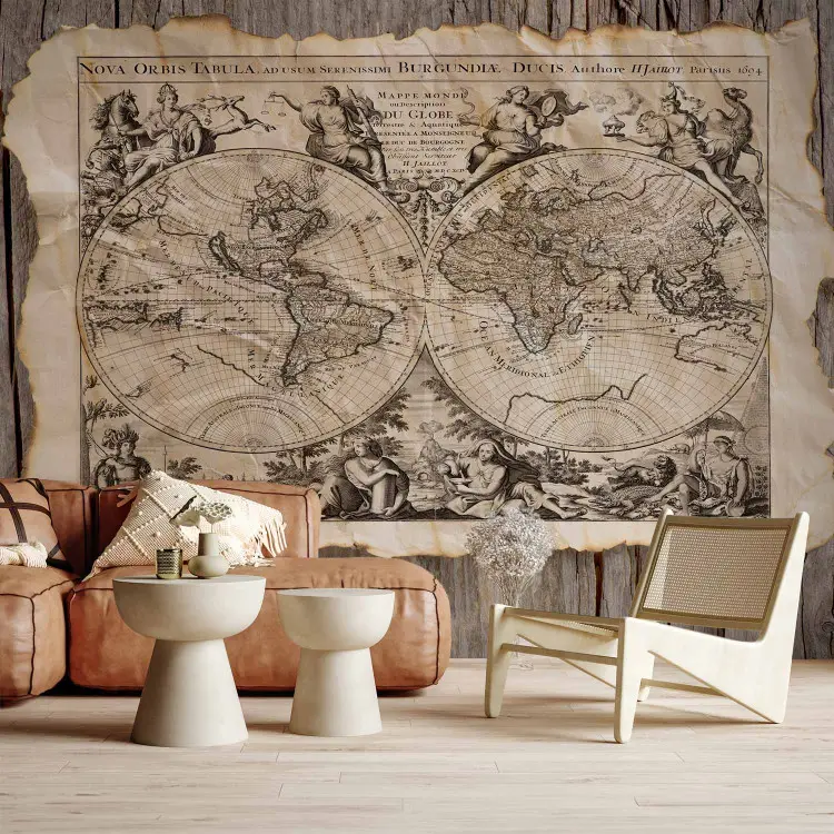 Nova Orbis Tabula - mappa retrò del mondo con figure