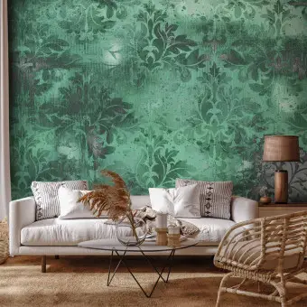 Tppeto in ln viscos di form irregolre Ros Blush, Blu, Verde 'IRO