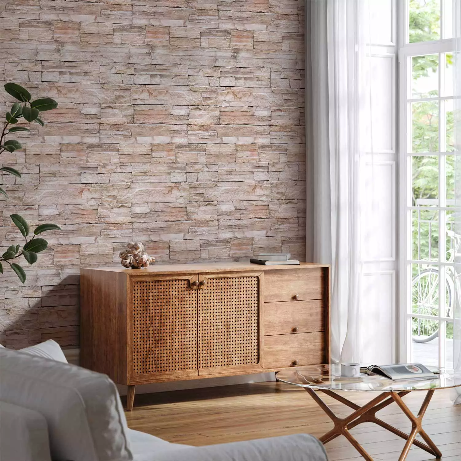 Carta da parati design Parete di pietra II Pietra bimago