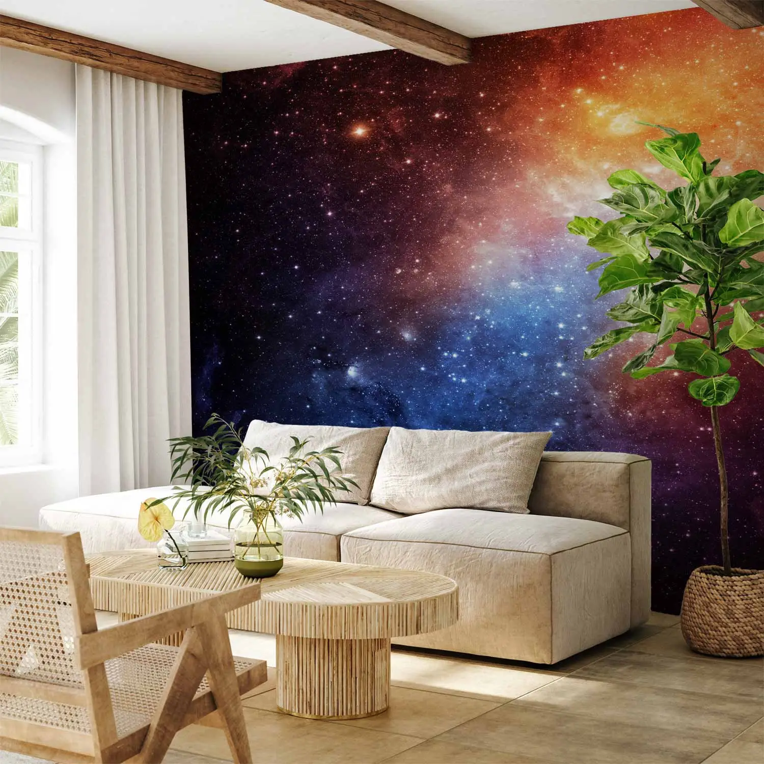 Arazzo Spazio ABAKUHAUS 230x140 Cm, Nebulosa Oscura Galassia Stelle, Tappeto Murale In Microfibra Per Camera Da Letto E Dormitorio
