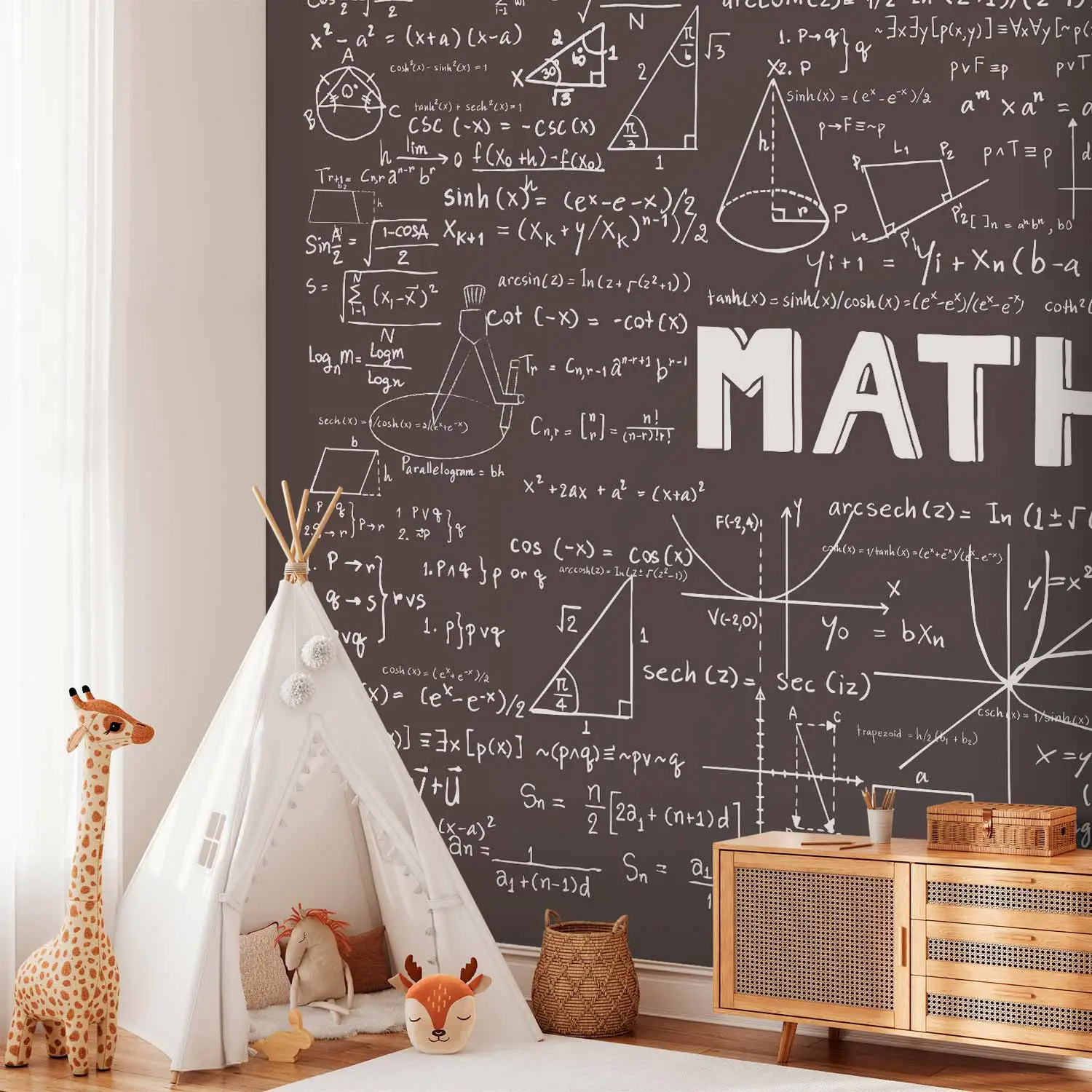 Divertente poster educativo da parete su tela, con stampa su tela, con cornice, pronta da appendere per aula matematica/asilo nido/scuola (30 x 30 cm