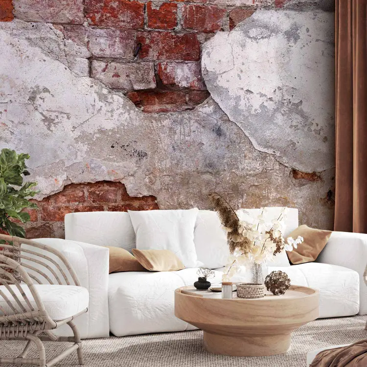 Loft grezzo - imitazione di un muro di mattoni rossi ricoperti di intonaco, composizione ideale per interni industriali