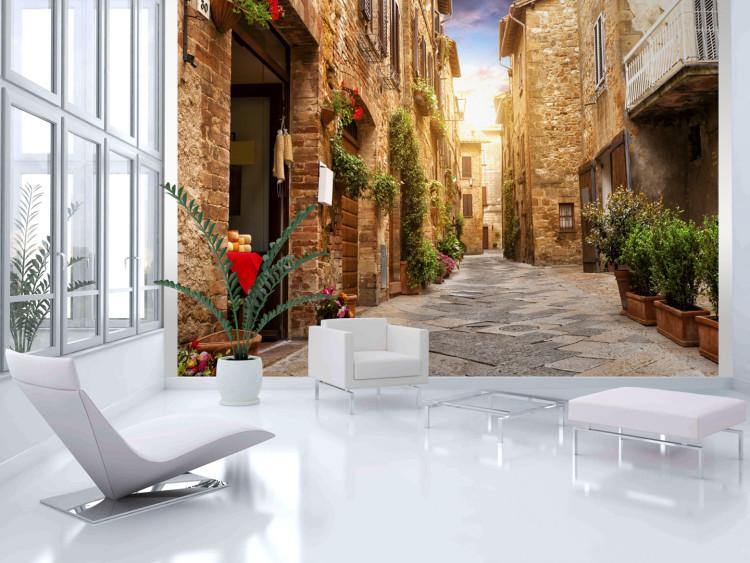 Carta da parati Italia e Toscana - paesaggio soleggiato con architettura in mattoni