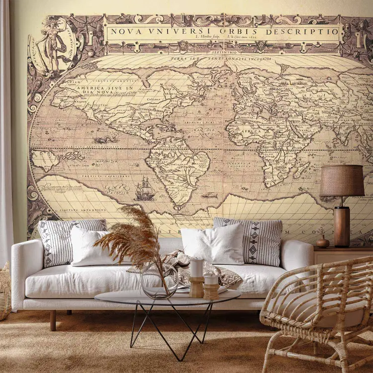 Mappamondo in stile retrò - continenti con scritte in latino