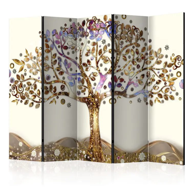 Albero d'oro II - astrazione artistica di un albero dorato e foglie