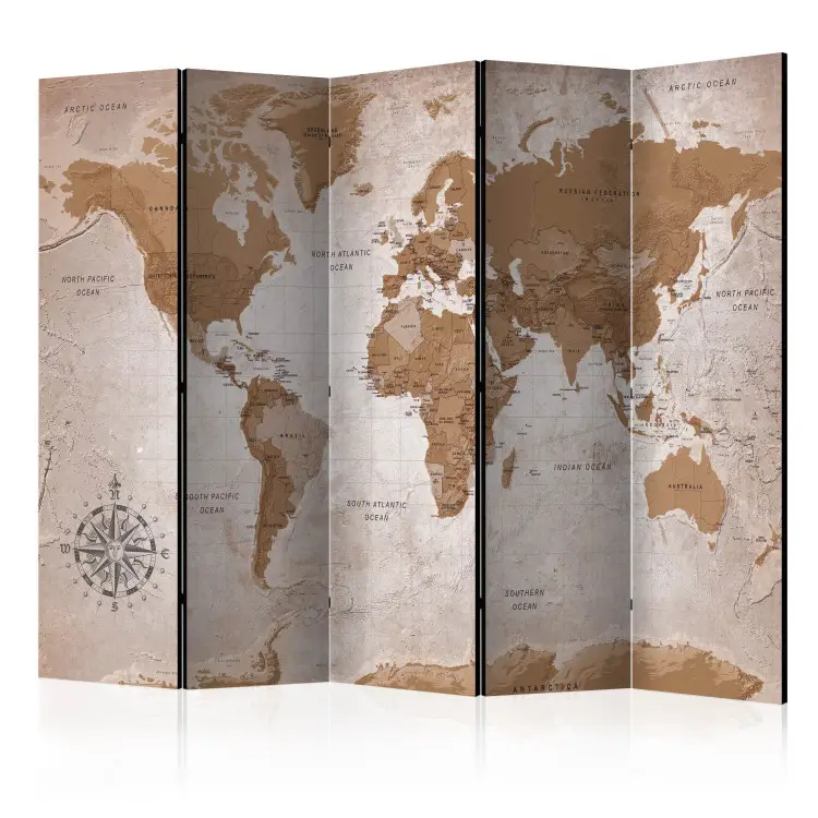 Viaggi orientali - mappa orientale del mondo con continenti marroni