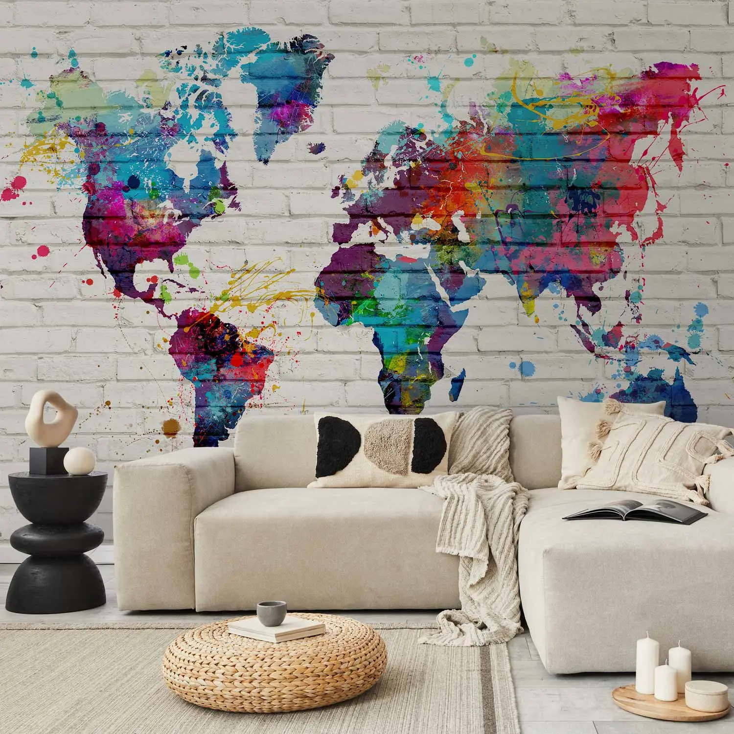 Instarry Diamond Painting 5D Mappa Del Mondo Colorata 90x50 Cm - Kit Completo Con Tela HD, Diamanti Rotondi, Penna E Vassoio - Senza Cornice