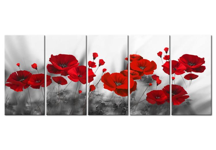 Quadro moderno su tela fiore rosso trittico - Dipinti Moderni