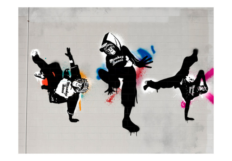 Carta da parati moderna Monkey dance - street art 60550 additionalImage 1