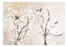 Carta da parati moderna Alberi con fiori bianchi - uccelli su rami su sfondo beige 144580 additionalThumb 1