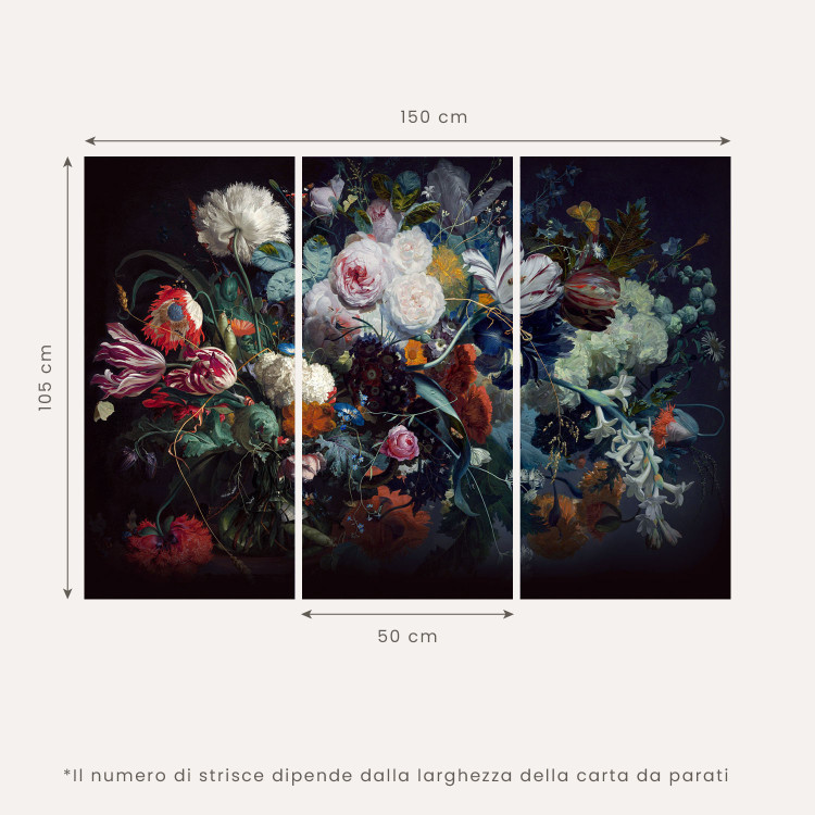 Carta da parati Dense Roses - Painted Large Flowers in Shades of Green on a Gray Background 145180 additionalImage 7